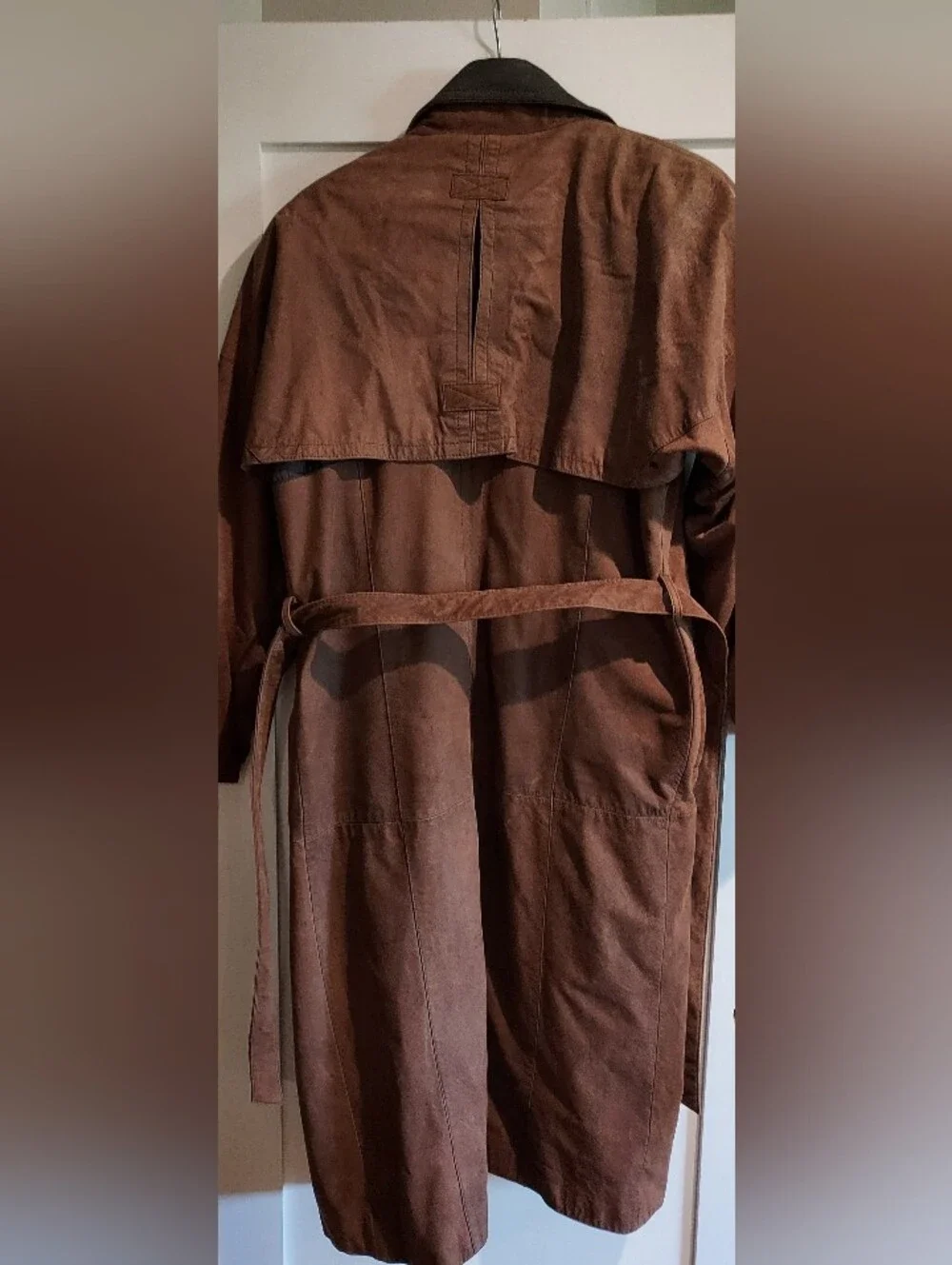 Vintage David Benjamin Designer Collection Brown Suede Oversized Trench Coat - Picture 13 of 15